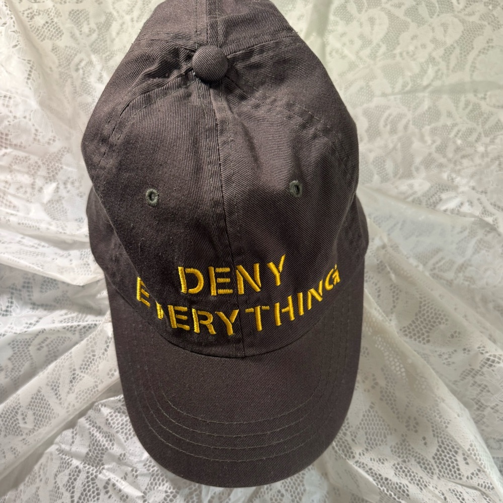 Deny Everything Black and Gold Cap International Spy Museum